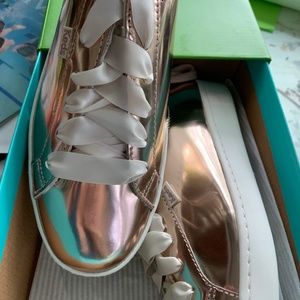 Keds by Kate Spade shiny rose gold sneakers